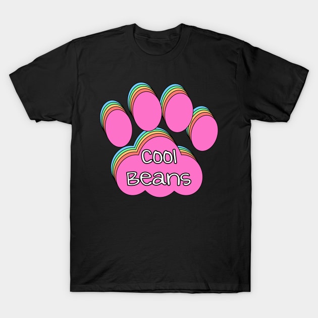 Cool Beans Cat Paw Print T-Shirt by julieerindesigns